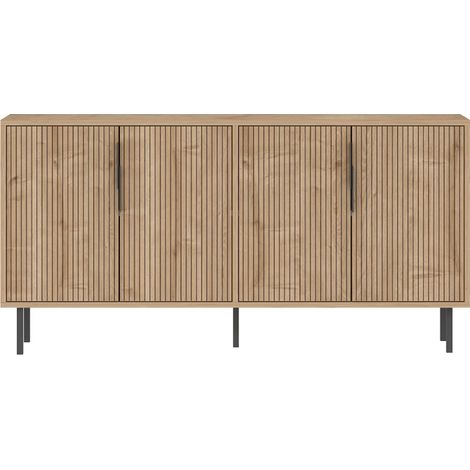 Aparador estriado con 4 puertas efecto madera 150x75cm CIARO