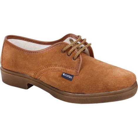 Zapato de Trabajo Modelo Estero con Piel de Serraje y Suelo de Caucho - Tallas de 39 a 46 41 Marrón
