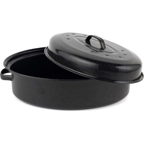 1 Plat à rôtir,Acier émaillé,Couvercle inclus,Poignées ergonomiques,Four jusqu'à 220°C,Famille (1/5)