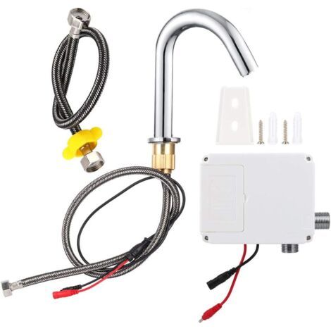 DEESSE SHOP-Robinet automatique infrarouge en acier inoxydable – Alimenté par batterie – Filetage G1/2 – Hauteur 23 cm pour cuisine et salle de bain (1/5)