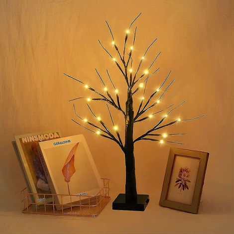 Mini sapin de Noël lumineux - 80 cm - 24 LED - À brancher - Noir (1/4)