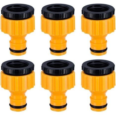Plastique 3/4 '' and 1/2 '' BSP 2in1 Nez de Robinet d'arrosage à Visser débit Tap Connector Threaded Faucet Adapter 6 Pack (1/5)