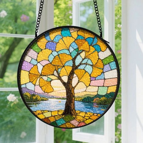 Capteur de soleil en vitrail - décoration spirituelle 9cm (1/4)