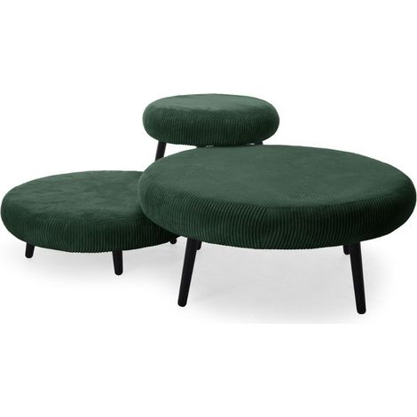 BOBOCHIC - Lot de 3 poufs EDEN tissu velours côtelé Vert (1/5)
