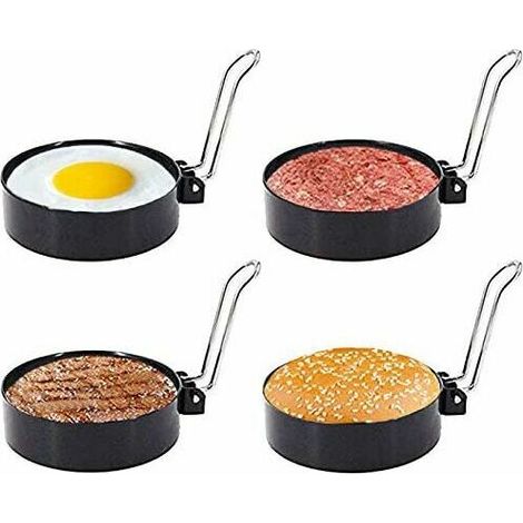 Fried egg ring, round egg ring cooker, non-stick stainless steel pancake mold for cooking (4pk)