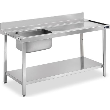 Table de Prélavage Inox avec Bac à Gauche et avec Étagère - Distform