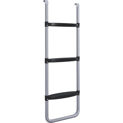 Scaletta per Trampolino Elastico Regolabile a 3 o 2 Scalini 97x32 cm in Acciaio Argento (1/5)