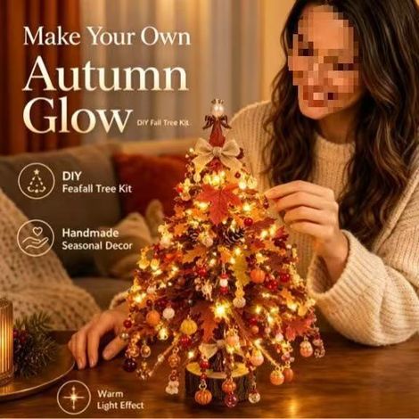 Nouveau kit de sapin de Noël à faire soi-même avec des perles - Lumières d'automne (Guirlande lumineuse incluse par défaut, inutile de le préciser à nouveau)