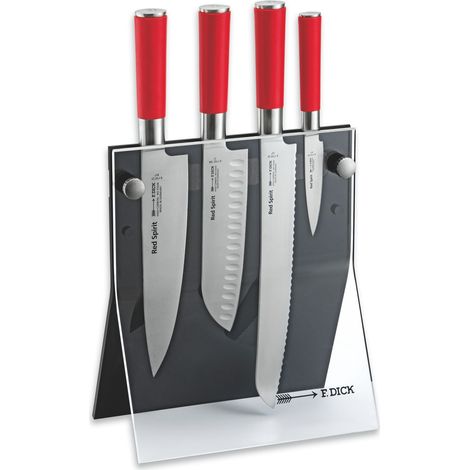 Dick Bloc de couteaux 4 couteaux 5 pièces Couteau de cuisine Red Spirit Couteau Santoku Couteau à pain