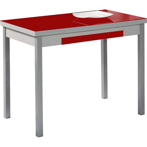 Table de Cuisine Extensible avec Ailes Rouges 70 x 110 cm (1/5)