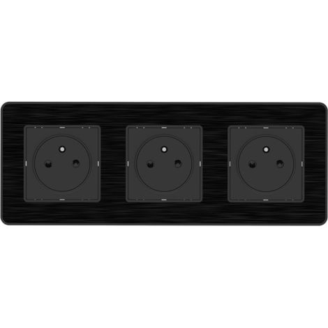 Prise 2P+T 3x16A - Easy Eject complet - métal Noir brossé Kouro - Zenitech