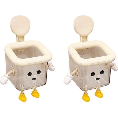 Porte-brosse À Dents - Ventouse Murale Sans Perçage - Pour Salle De Bain - En Plastique Résistant - Lot De 2 (1/5)