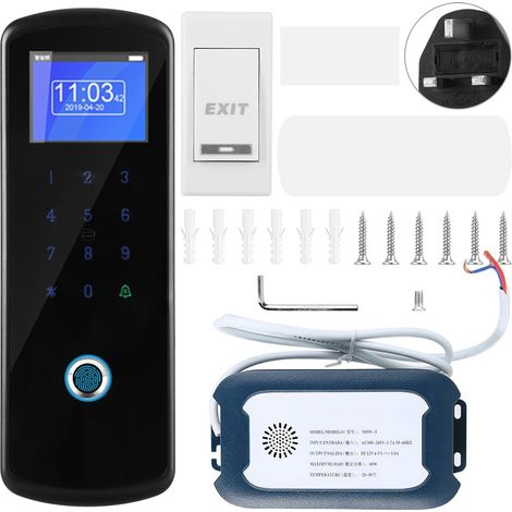 Contrôle d'accès sans fil 2.4G à empreinte digitale, carte RFID et mot de passe avec bouton de sortie (prise UK) (1/5)