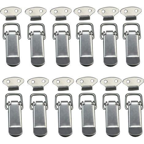 12 PCS Loquet à Bascule Fermoir à Ressort avec Crochet Fermeture à Ressort en Acier Inoxydable pour Coffret, Boîte, Tiroir, Armoire, Trousse médical,Fermeture à Levier, Loquet à Ressort, (1/5)