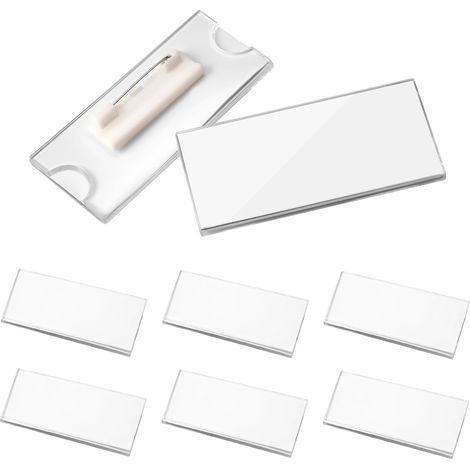 6 Pièces Badge de Travail en Acrylique Transparent Clip Inclus 75 x 30mm, Pour Entreprises, Bureaux et Écoles, Badges d'Identité Personnalisables,Adaptés aux Visiteurs et Personnel (1/5)