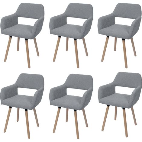 Lot de 6 chaises de salle à manger HWC-A50 II, chaise de cuisine chaise rembourrée, bois tissu/textile bouclé (450g/m²) (1/5)
