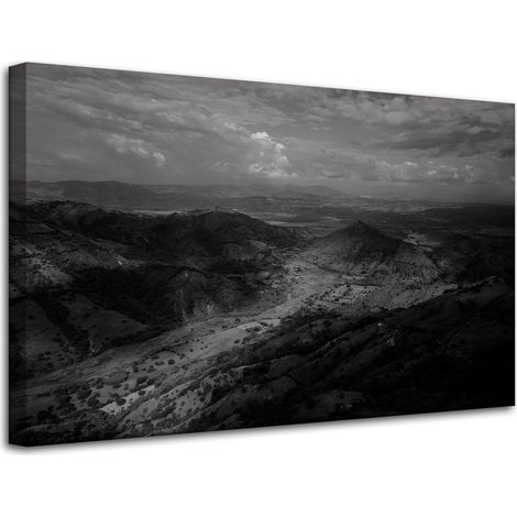Leinwanddruck Schwarz-Weiß Berge aus der Luft 80x50 cm