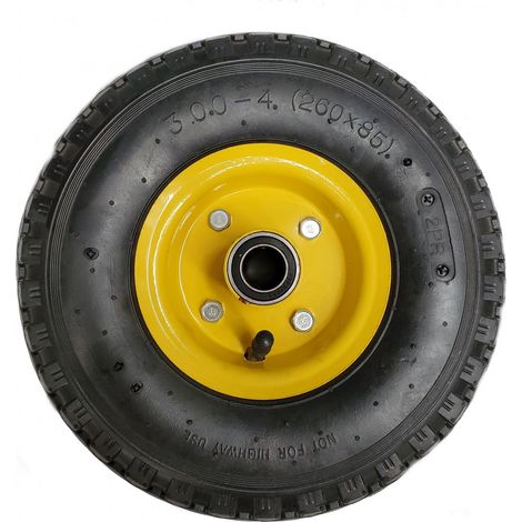 Roue de Chariot / Diable gonflable 3.00-4 (260x85) 160Kg Ø 20mm (1/2)