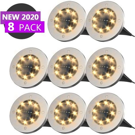 8-LED-Solarfluter – Bodenbeleuchtung – Außenbeleuchtung – Bodenbeleuchtung für Landschaftsgestaltung, Wege, Rasenflächen, Korridore, Treppen, Zäune, wasserdichte LED-Lampe (8 warmweiße LEDs)