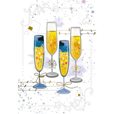 Karte 12x18cm + Umschlag Champagnergläser