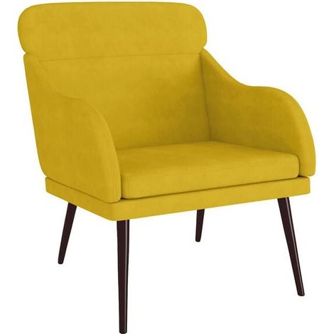 Fauteuil jaune, 63x76x80 cm, velours. (1/5)