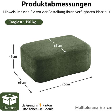 Pouf en velours vert, ottoman élégant, repose-pieds moelleux, tissu premium, assise confortable, décoration salon moderne, pièce unique. (1/5)