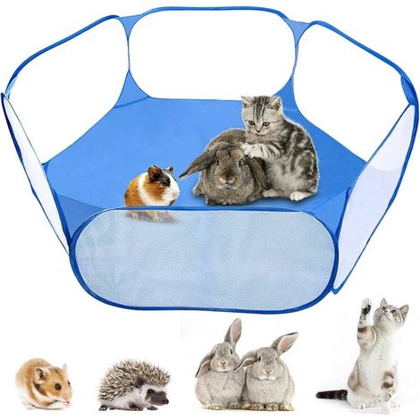 Small Animal Playpen, Foldable Portable Pet Exercise Tent Cage Tent for Guinea Pigs, Rabbits, Hamsters, Chinchillas, Hedgehogs (Black) (1/5)