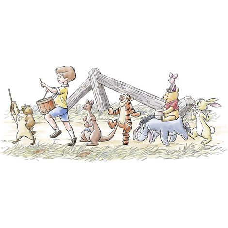 Papier peint panoramique - Disney Winnie l'ourson Walk Along Another Path - Taille: 250 x 100 cm