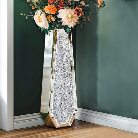 UNHO Tall Sparkling Crushed Diamond Floor Vase - 68cm