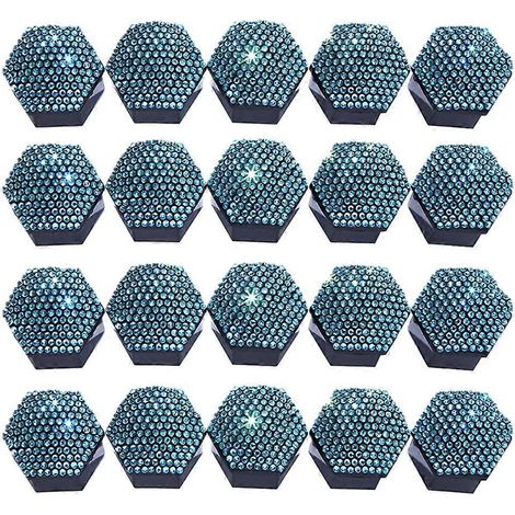 20 Stück Radmutternkappen (17/19/21 mm), dekorative Felgenschraubenabdeckungen – 17 mm Innendurchmesser – Seeblau