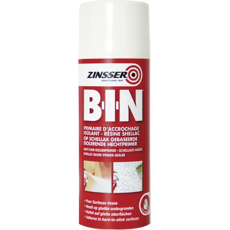 Primaire d'accrochage isolant taches aérosol 400ml – Séchage ultra rapide – Adhérence supérieure sur surfaces brillantes – Isole odeurs et taches – Zinsser