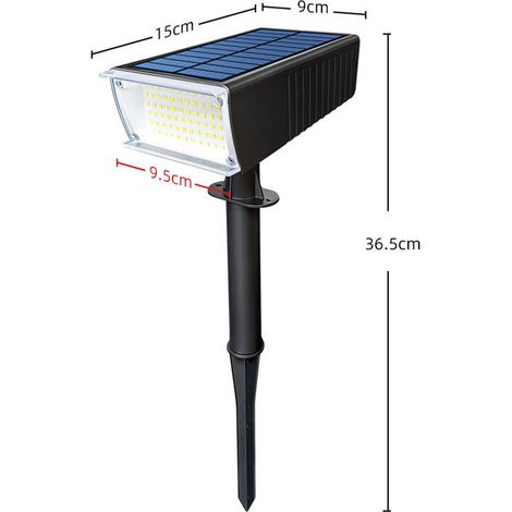Ortviai Projecteur Solaire Extérieur pour Jardin – Lampadaire de Paysage avec Tête Pivotante et 2 Niveaux de Luminosité, 72 LED (1/4)