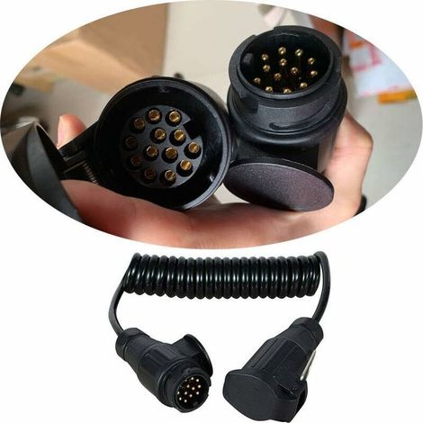 Rallonge de câble de raccordement 2 m 13 broches vers 13 broches pour remorque, bateau, remorque, caravane, porte-vélos, etc. (1/5)