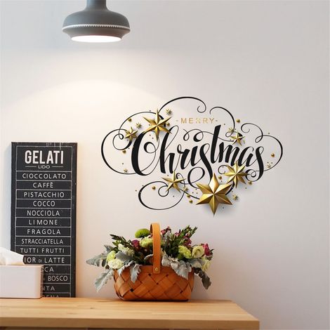 Autocollant Murale Noël - Décalcomanie Murale Découpée en PVC - 25 x 35 cm - Réutilisable et Sans Trace - Pour Murs, Vitres, Carrelages et Appareils Électroménagers - 1 Pièce (1/5)