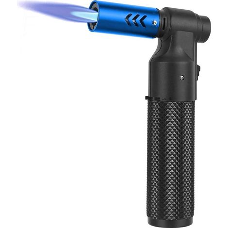Chalumeau de cuisine au butane - Briquet - Rechargeable - Portable - Mini chalumeau au butane réglable(sans gaz) (Bleu) (1/5)