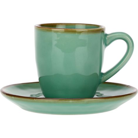 TAZZA CAFFE CON PIATTINO VERDE ACQUA LINEA CONCERTO
