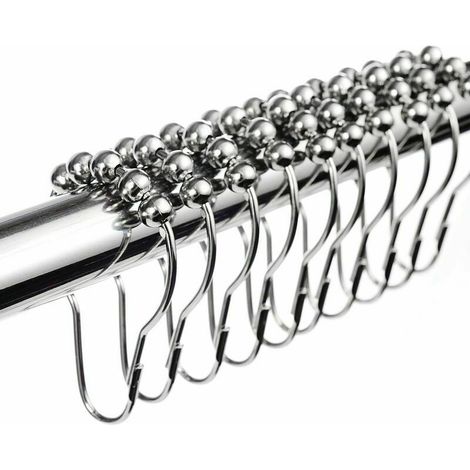 Lot de 12 anneaux de rideau de douche coulissants en acier inoxydable 12 crochets individuels 65 mm x 35 mm (1/5)