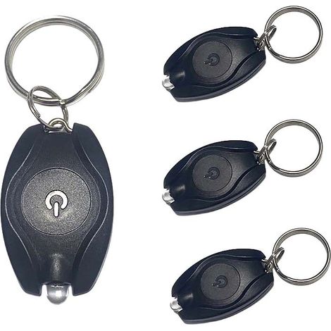Lot de 4 Mini Lampe Porte Clés LED 14 Lumen Portable Ultra Lumineux Batterie Alimentée Torche Porte Clé pour l'Extérieur Camping Fête Randonnée et Eclairage d'Urgence (1/5)
