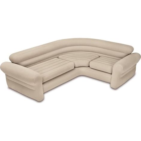 Intex 68575NP - Sofà Gonfiabile Angolare Beige, Vinile, Beige, 257x203x76 cm (1/3)