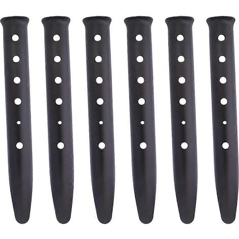 Lot de 6 piquets de tente pour neige et sable - Piquets de tente en aluminium en forme de U, légers et parfaits pour le camping, la randonnée et le trekking - Noir (1/5)