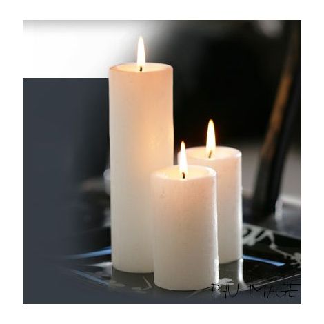 Bougies cylindriques métalliques blanches assorties, 4 pièces. (1/3)