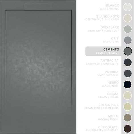 SOULBATH Receveur de Douche Ultra-Plat Antidérapant – Résine Gel Coat - Texture Lisse/Pierre – GRIS CIMENT - 160X70 - Grille intégré même couleur (1/5)