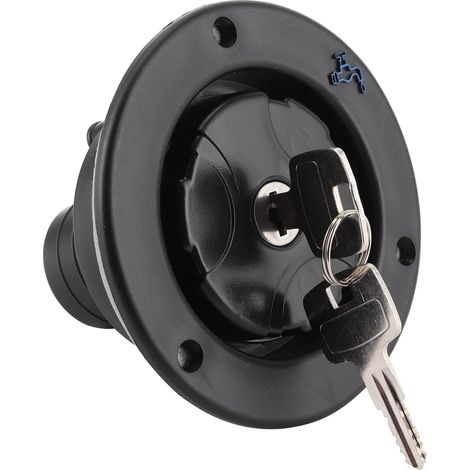 Entrada de RV con cerradura de 80 mm, tapa de agua impermeable, kit de llenado de tanque de entrada con 2 llaves, compatible con tuberías de agua de 38 mm, placa de puerta de 30-40 mm para caravana y 