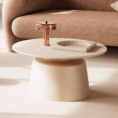 Table d'appoint 45x45x47cm en céramique beige - SANTINI