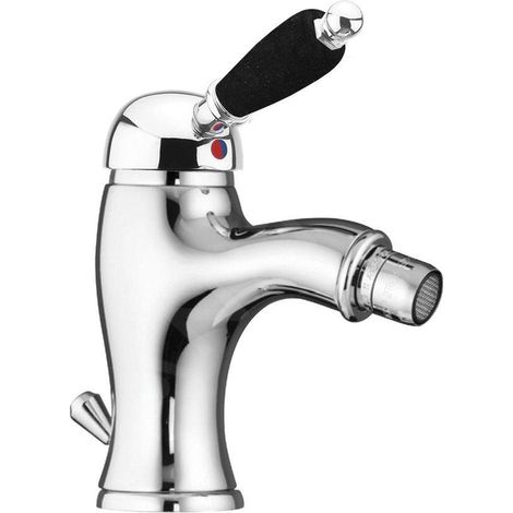 KIRKÉ BLACK Mitigeur de bidet avec vidage, levier noir, chrome (1/2)