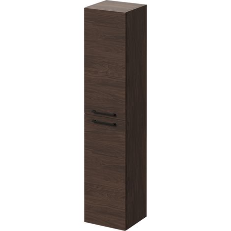 Napoli Brown Oak 350mm x 1600mm Wall Mounted 2 Door Storage Unit - 350mm - Matt Black 160mm Handle