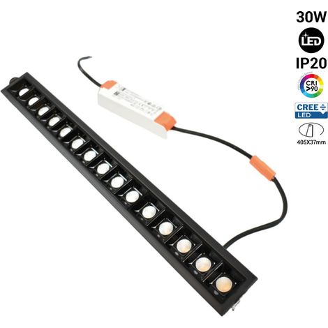 Barcelona Led – Spot linéaire LED encastré 30W – UGR18 – IRC90 – Puces SMD Osram 3030 – Angle lumineux 45º – Température de couleur 2700K (1/5)