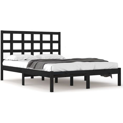 Maison Exclusive - Massivholzbett Schwarz 200x200 cm