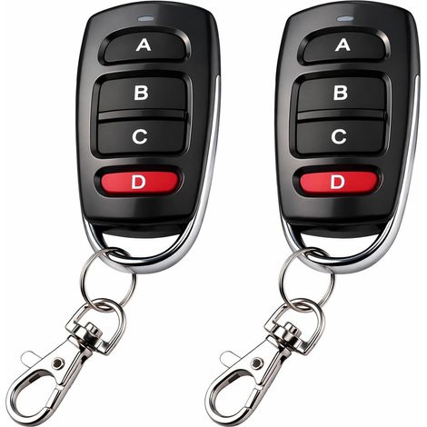 Télécommande Portail Universelle 433,92 MHz Code Fixe, Duplicateur Porte Garage Piles Incluses Boîtier Aluminium Anti-Déclenchement Mousqueton, pour Portail Électrique Éclairage Alarme- Lot de 2 (1/5)