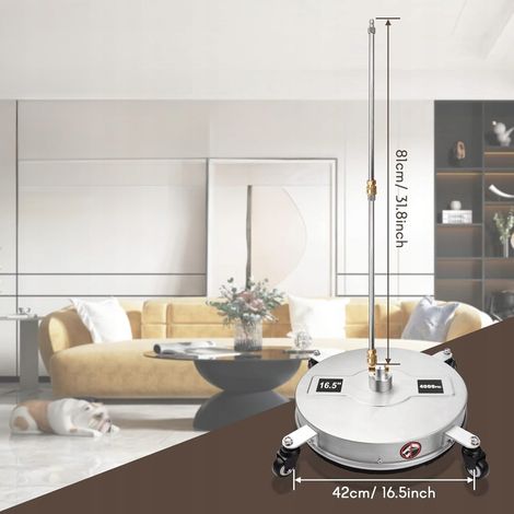 Rosfix Set Brosse de Nettoyage T-Racer 42cm – Inox, 275 Bar, 60°C Raccord Rapide 1/4" Double Buse Rotative Pour Terrasse, Allée, Mur Accessoire Nettoyeur Haute Pression (1/2)